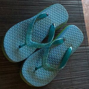 Embellished Blue & Green Sandals